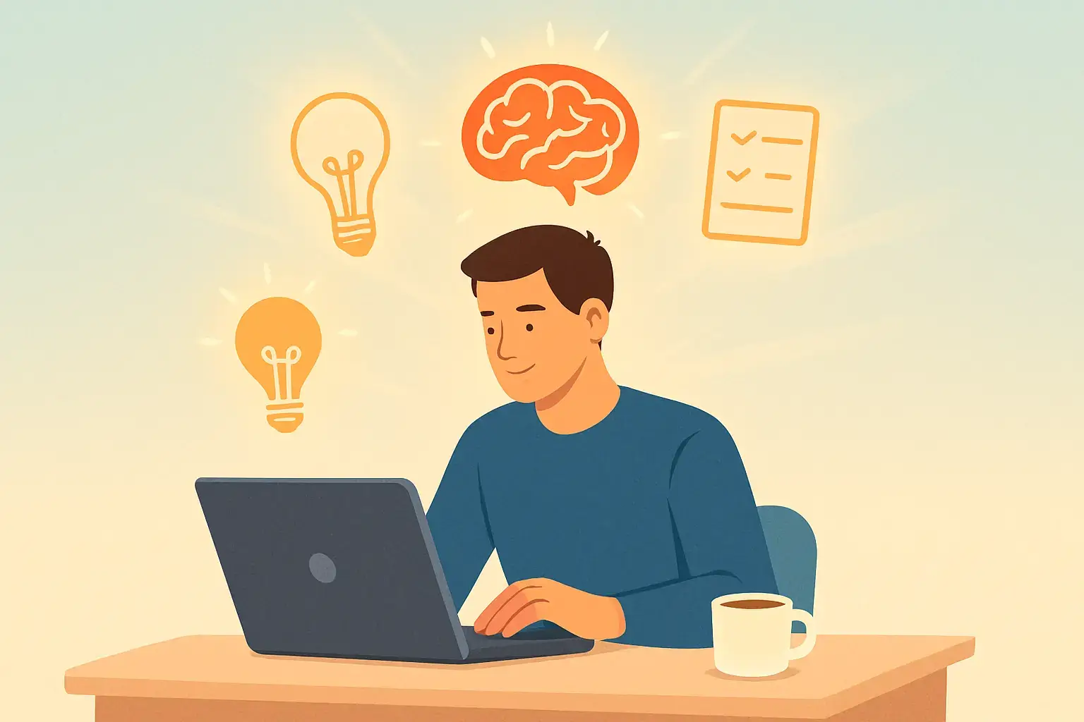 Illustration showing how caffeine enhances cognitive performance