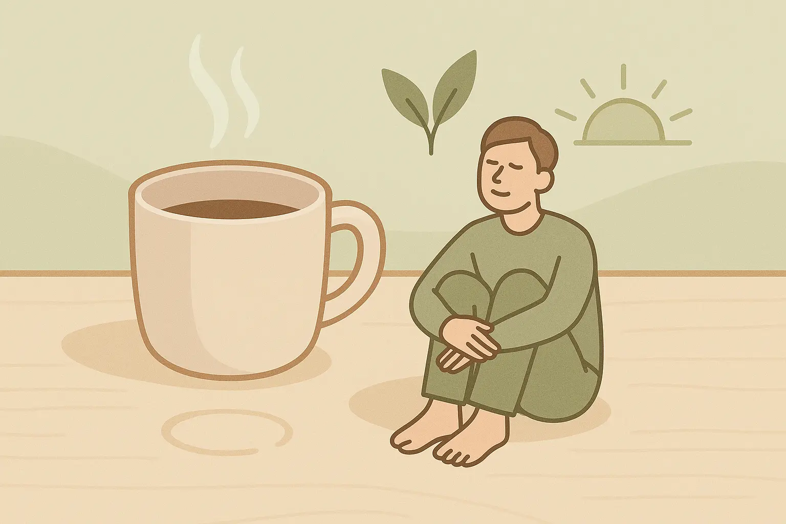 Illustration showing the benefits of reducing caffeine intake